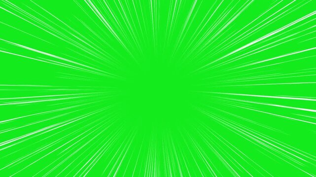 Anime speed line, anime comic speed line, flash action and attack effect on green screen background, 4k animation 