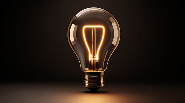 subduers. A glowing lightbulb with visible filament, centered in a dark studio setting. product launch decks, UI/UX mockups, designed for product launches and innovation pitches.