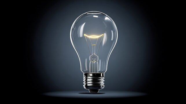 subduers. A glowing lightbulb with visible filament, centered in a dark studio setting. product launch decks, UI/UX mockups, designed for product launches and innovation pitches.