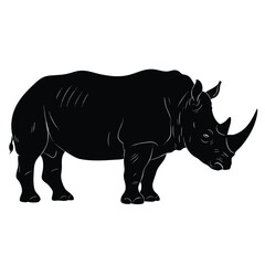 Obraz premium Black Rhinoceros Silhouette