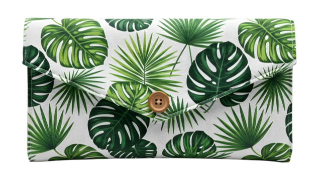 Seamless pattern of vibrant tropical monstera and palm leaves on white isolated on transparent background - Powered by Adobe