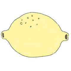 Hand-drawn simple cartoon lemon fruit, yellow, transparent background