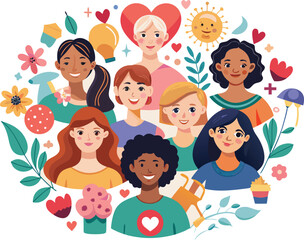 Diverse professional women avatars representing various careers