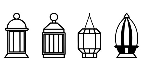Collection of Minimalist Street Lighting Lamp Icons – Modern Line Art Street Lamp Vector Set, Clean Urban Lighting Symbols, Monochrome Outline Icon Pack”
