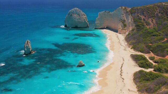 Aerial Drone View of Stokes Bay on Kangaroo Island with Turquoise Waters and Coastal Cliffs 4K
