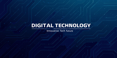 Obraz premium Abstract digital technology background with circuit board lines and text