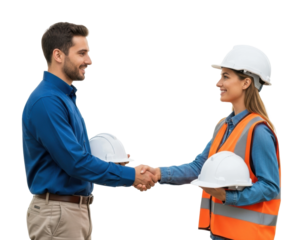 Teamwork in urban construction professional job site collaboration isolated on transparent background