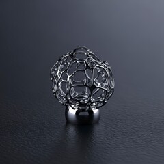 Abstract Metallic Honeycomb Structure on Dark Background.