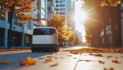 A smart robot vacuum cleaner operating on a polished wooden floor in a bright living room with futuristic AI cleaning technology for modern lifestyle efficiency.