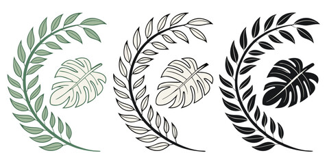 Fototapeta premium Botanical Leaf Circle Monogram Frame | Cricut & Sublimation Design”