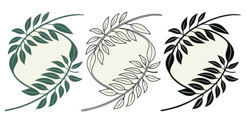 Botanical Leaf Circle Monogram Frame | Cricut & Sublimation Design”