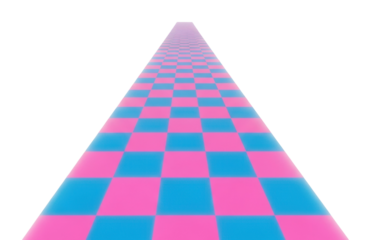 Vibrant checkered pathway abstract environment digital perspective isolated on transparent background