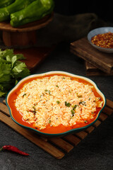 Shaved Tofu Scramble with Chili Sauce - Chinese Cooking Dish