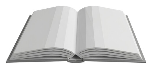 Exploring an open book blank pages minimalist view isolated on transparent background