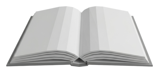 Exploring an open book blank pages minimalist view isolated on transparent background