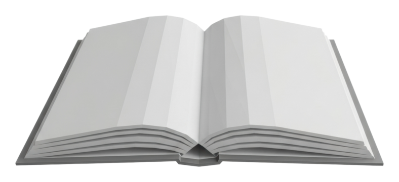 Exploring an open book blank pages minimalist view isolated on transparent background - Powered by Adobe