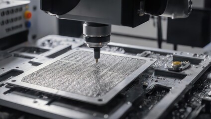 CNC Machine Engraving Intricate Pattern on Metal Plate with Precision Tool.