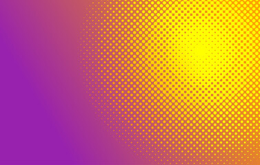 Vibrant modern background with a halftone dot pattern gradient. Bold colors transitioning from purple/magenta to bright yellow and orange.