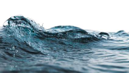 Dynamic blue water cresting, reflecting light, with dark background