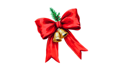 christmas bells with red ribbon