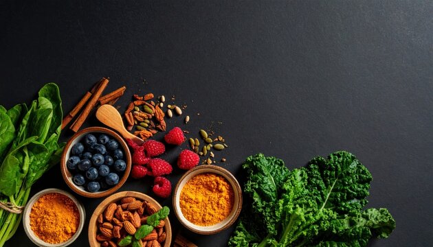 Healthy Food on Dark. - Powered by Adobe