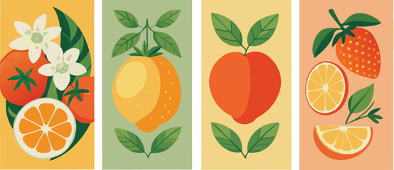 vector illustration of an abstract background with fruits