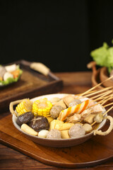 Delicious Shabu Shabu Hot Pot Variety with Meatballs and Fresh Ingredients