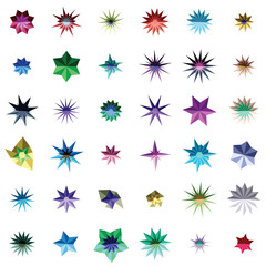 Collection of colorful abstract star shape icons