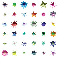 Collection of colorful abstract star shape icons