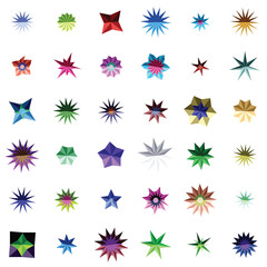 Collection of colorful abstract star shape icons