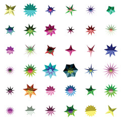 Collection of colorful abstract star shape icons