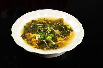 Authentic Chinese Wakame Pork Soup with Fresh Garnish