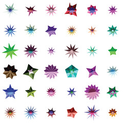 Collection of colorful abstract star shape icons
