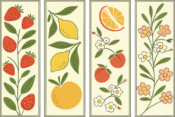 seamless background with autumn leaves and fruits