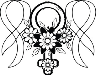 black and white floral ornament