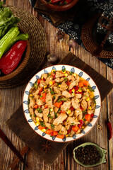 Traditional Chinese Stir-Fried Chicken with Vegetables