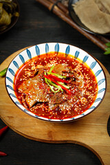 Spicy Chinese Poached Pork Loin in Chili Oil with Sesame Seeds