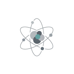 Clean and modern icon of an atom, showcasing the intricate fundamental structure of matter and the essence of scientific exploration concept