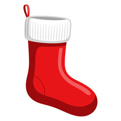 Vector Illustration of Christmas Stocking with Red and White Color Scheme in Minimalist Style