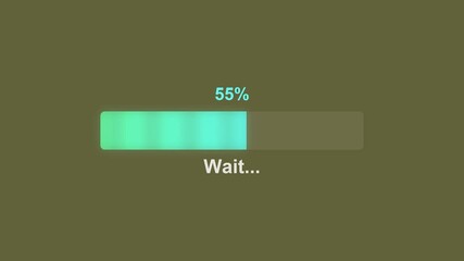 Loading progress bar at fifty five percent and awaiting completion for web design element