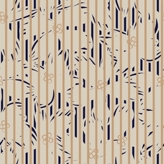 Neutral Colour Floral Striped Seamless Pattern Design