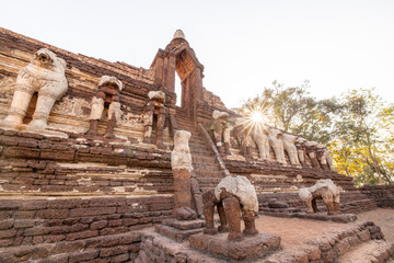 The ancient temple at Kamphaeng Phet Historical Park.