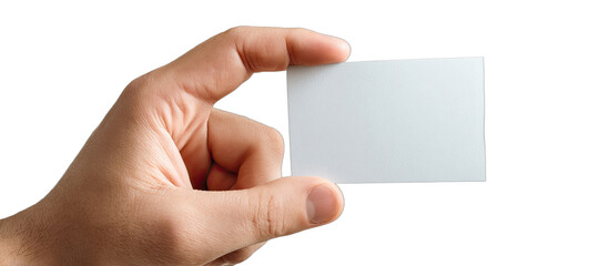 Fototapeta premium Person's hand holds a blank white card