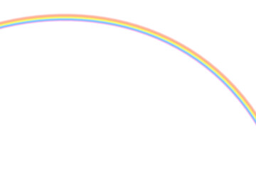 Soft pastel double rainbow sweeping across the upper frame, thin translucent arcs stretching widely over clean white space, suggesting calm horizons, balance, and a serene, minimalist vision of open s