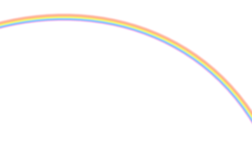 Soft pastel double rainbow sweeping across the upper frame, thin translucent arcs stretching widely over clean white space, suggesting calm horizons, balance, and a serene, minimalist vision of open s