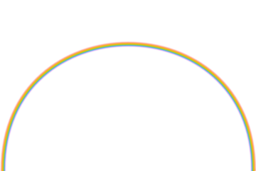 Perfect rainbow dome forming a smooth half-circle at the bottom of the frame, crisp narrow bands of color on clean white, offering a balanced, modern, minimalist symbol of joy, harmony,