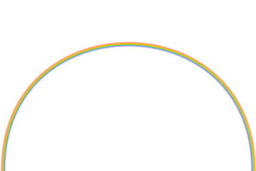 Perfect rainbow arch forming a near-complete half circle on clean white, crisp narrow bands of color with a slight glow, offering a balanced, modern, minimalist symbol of joy, harmony, and hopeful new