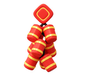 3D Render of Traditional Red Firecracker String for Chinese and Lunar New Year Decor