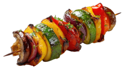 Vibrant grilled vegetable skewer showcasing colorful, fresh ingredients