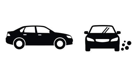 Fototapeta premium Black car silhouettes with one emitting exhaust fumes